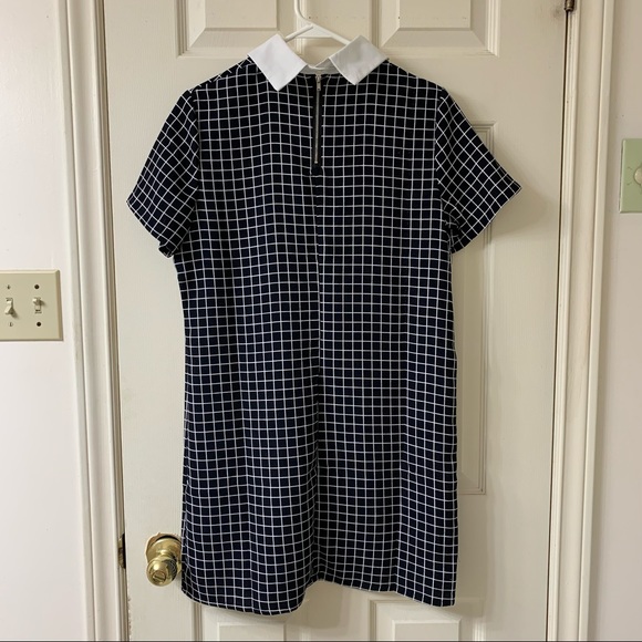 Unbranded, US M, Black and White Collared Window Pane Plaid Short Sleeved Dress - Picture 7 of 7